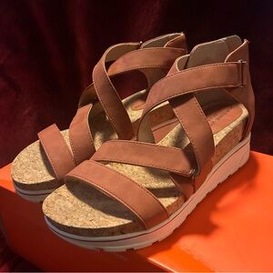 Adrienne Vittadini Sport Sandals In Burnt Orange